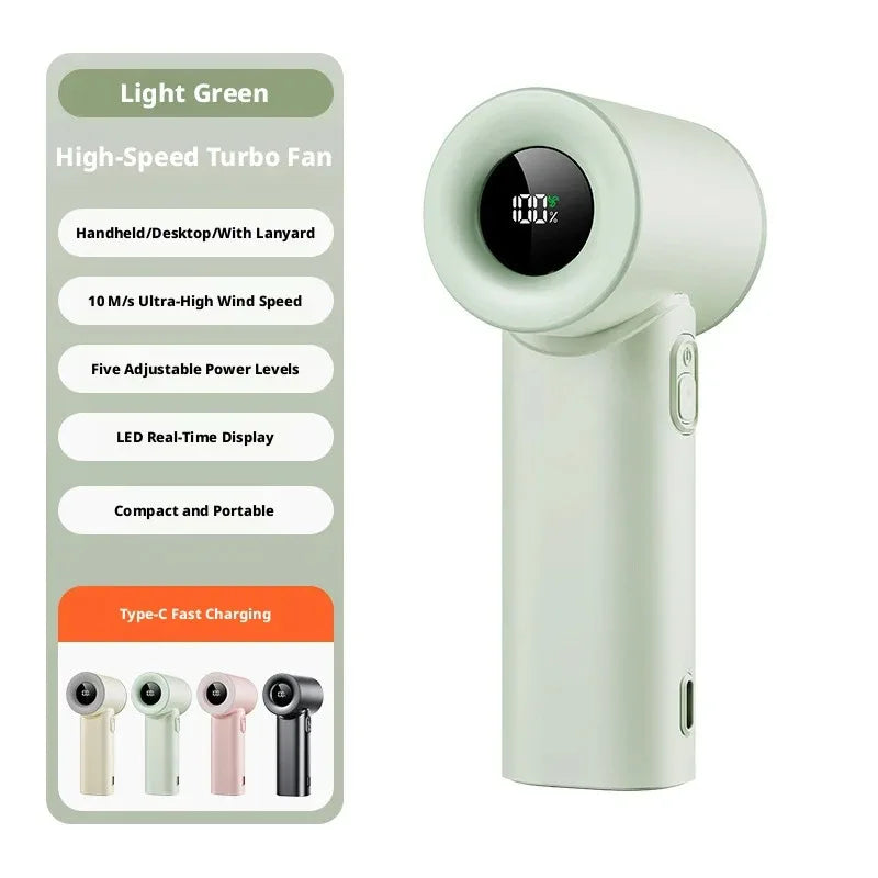 Portable Handheld Fan Mini Personal Highspeed Fan for Travel Outdoor Activities USB Fast Charging Mute Air Calculating Fan