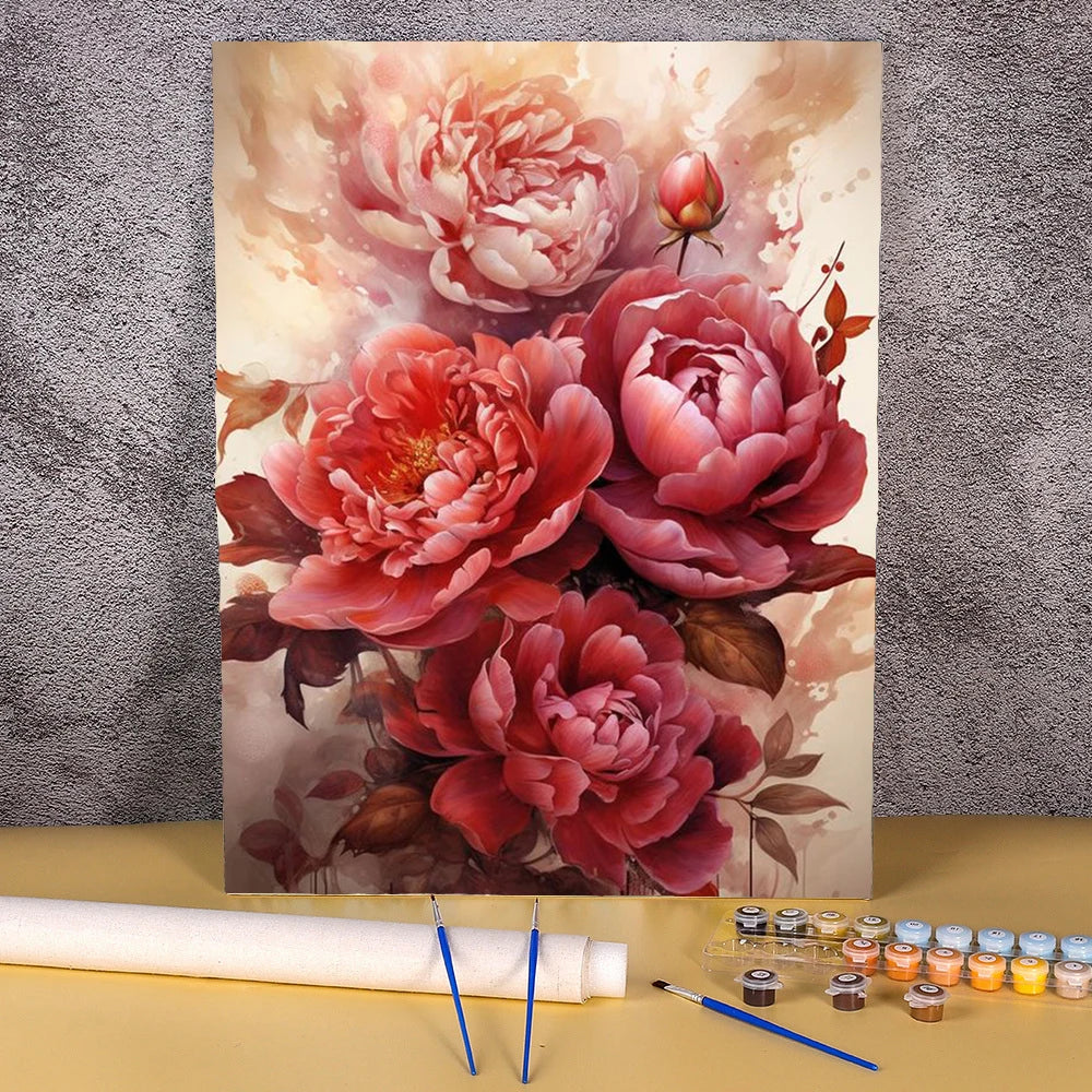 Painting By Numbers For Adults Peony Flower Handpainted Picture Personalized Gift Paint With Numbers Drawing For Home Decors