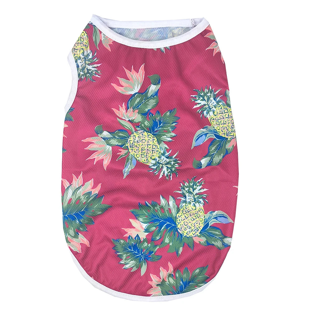 Pet Cat Vest Costume For Small Medium Dogs Cats Summer Breathable Island Print T-shirt Outdoor Travel Kitten Pug Coat Clothes