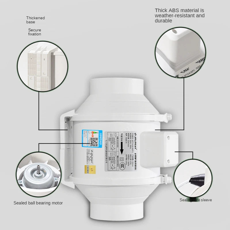 3''4'' 5'' 6''Silent Duct Fan 220V Air Extractor Exhaust Ventilation Bathroom Kitchen Ventilator Wall Blower Industrial Fan