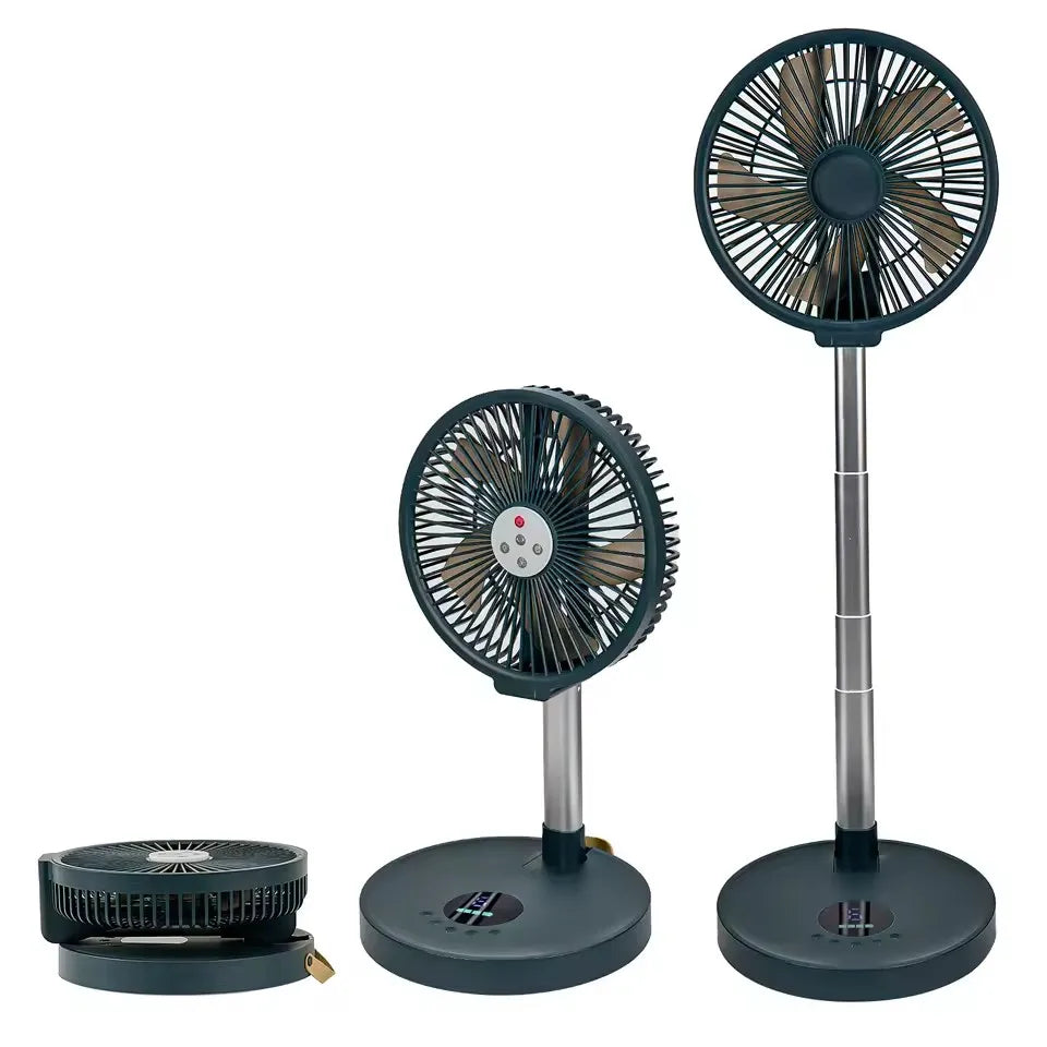 Portable Standing Fan with Remote Controller Foldable Desk Fan 10 inch fan blade Rechargeable Powered Pedestal Fan for Camping