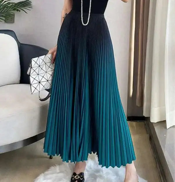 DEAT Women Gradient Color Skirt Elastic Waist Autumn 2024 New Loose Casual Versatile Fashion Tide Elegant Female 15KB594