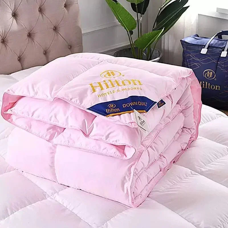 Warm Feather Velvet Comforter Hotel Four Seasons Quilt Single Bed Air-Conditioner Blanket Soft All-Season Sleep Home Bedding