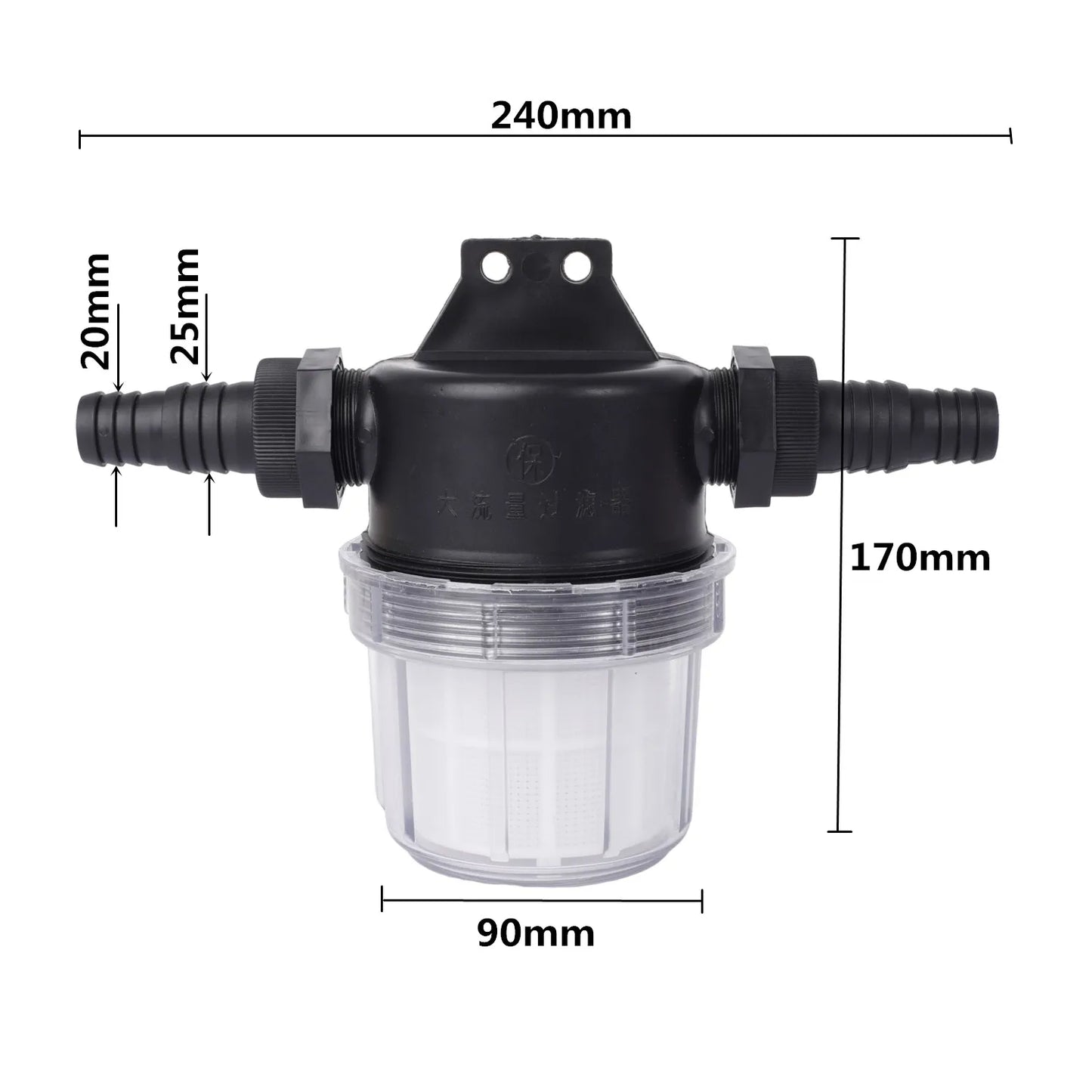 Transparent 50 Mesh Fine filtration Water Filter with 20mm, 25mm Barbed Agriculture Tools Garden Irrigation Filter