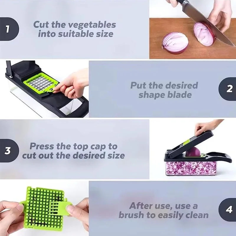 Mandoline Slicer Vegetable Chopper, Adjustable Food Cutter for Potato Fries & Veggies – Detachable Blade Onion Slicer, Kitchen