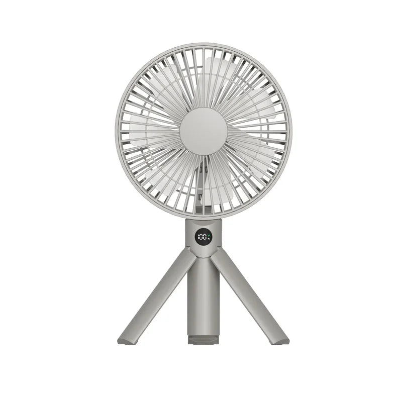 XIAOTREE Portable Handheld Rechargeable Fan LED Digital Display 180°Adjustable Rechargeable Fan 4 Speed Wind Camping Tripod Fan