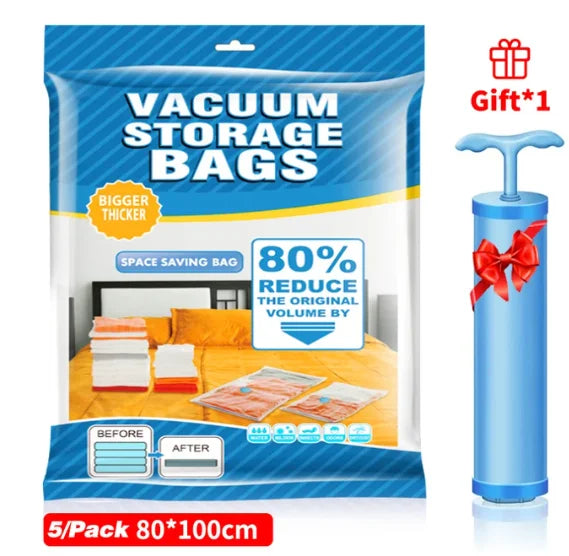 Vacuum Storage Bag Clothes Organizer Bag for Bedding,Pillows,Towel,Space Saver Travel Seal Packet With Valve Vacuum Bag Package