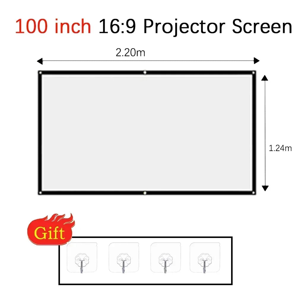 Projectors Screen Fabric Projector Cloth Anti-light 60 72 84 100 120 150inch Home Outdoor Office Simple Curtain Accessories