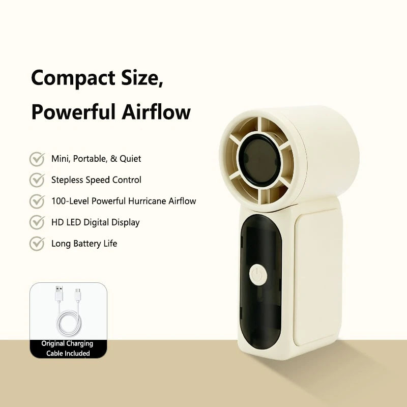 Lenovo Portable Mini Handheld Fan with LED Display Semiconductor Refrigeration High Wind Power Rechargeable Battery Outdoor Fan