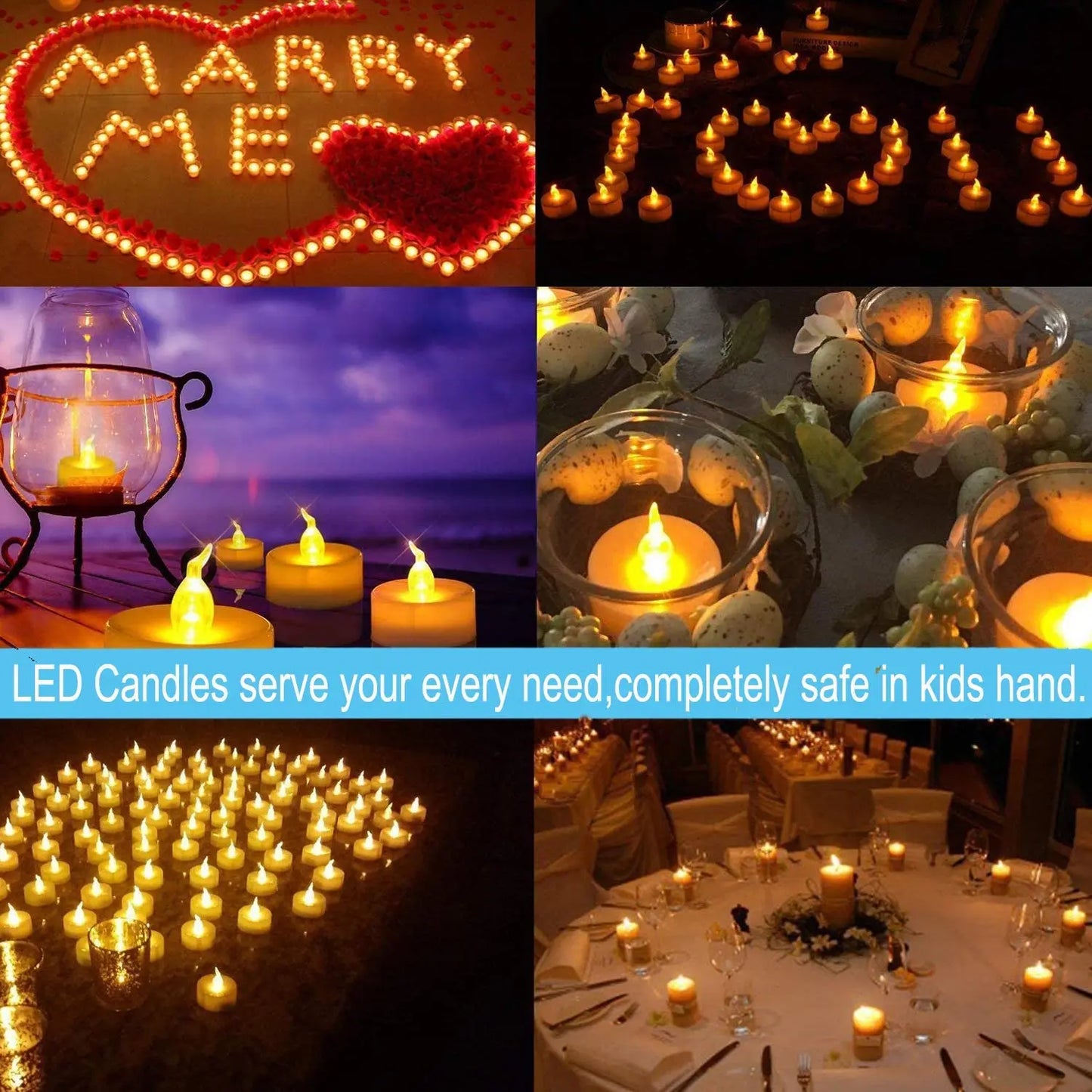 LED Candles 48/24/12 Pack Battery Operated Candles Batteries Lights Candles to Create Warm Ambiance Naturally Flickering Bright