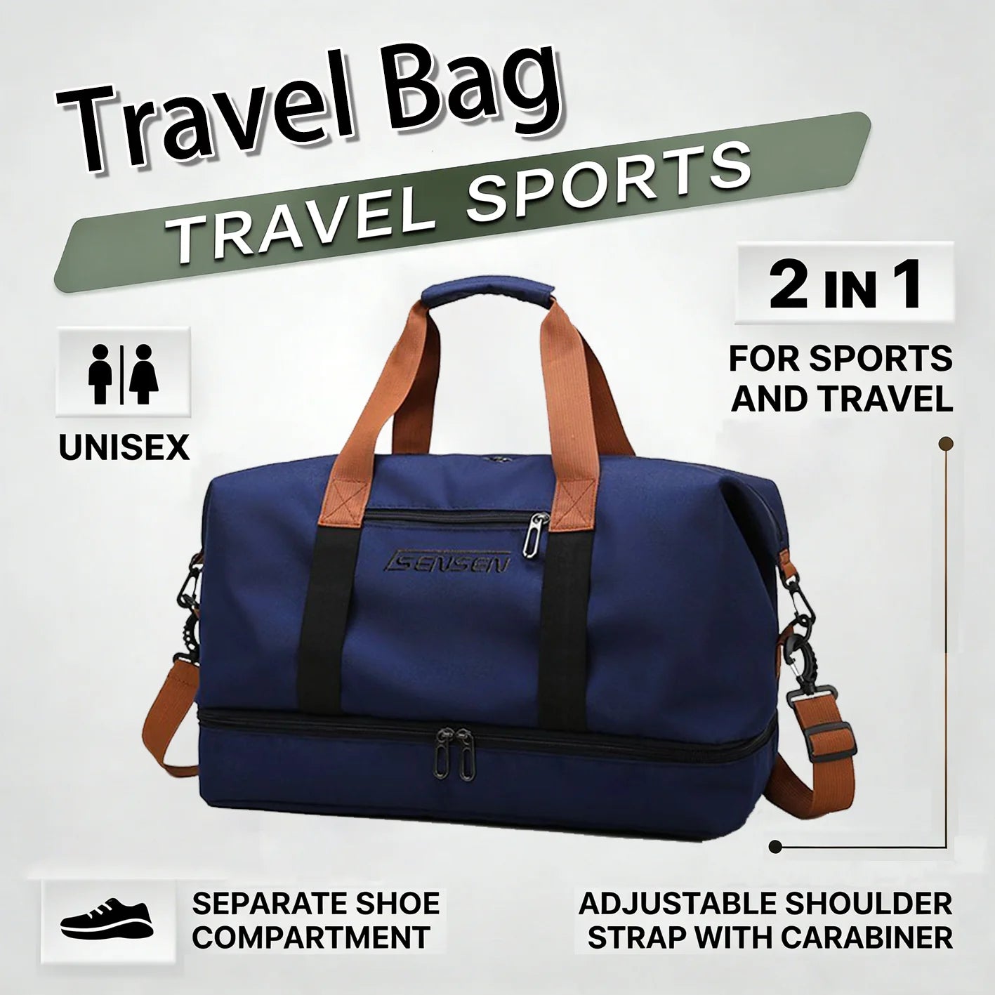 Travel Bag Large-capacity Portable, Dry and Wet Separation Sports Fitness Bag, Suitable As A Travel Luggage Bag.