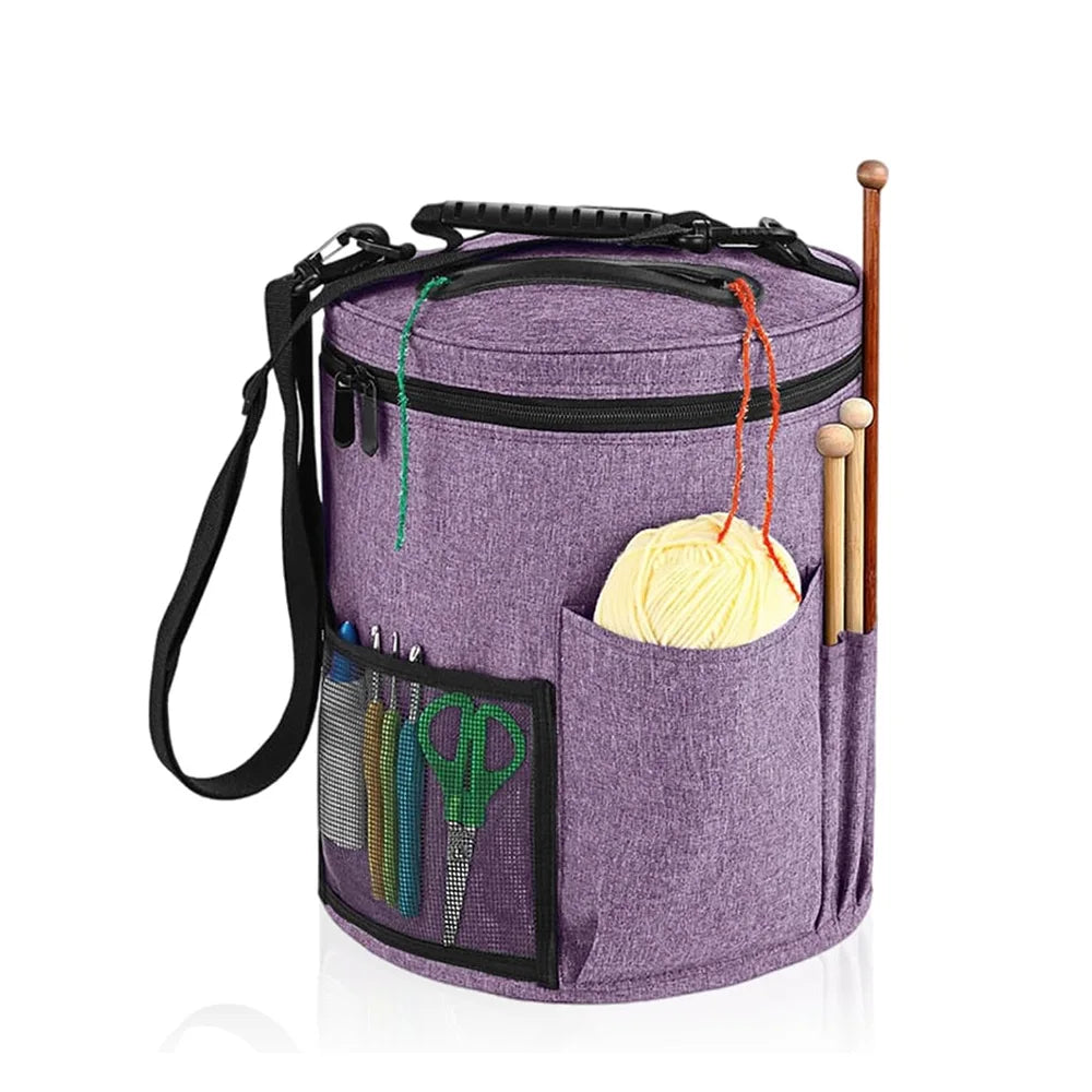 Knitting Tool Storage Bag Yarn Crochet Organizer Tote Bag Large Capacity Portable with Front Yarn Needles Hooks Pocket