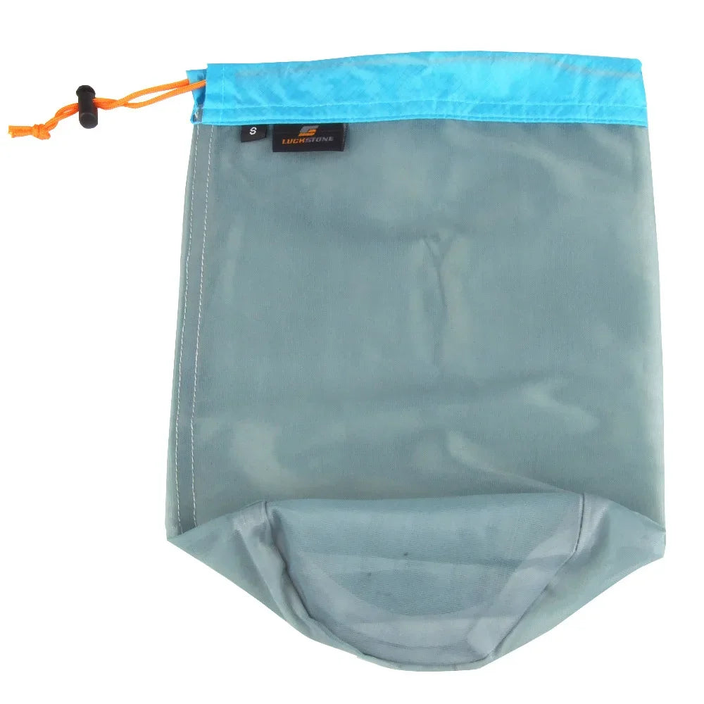 S/M/L/XL/XXL Ultralight Nylon Mesh Bags Sleeping Bag Ditty Sacks Drawstring Storage Bag for Travelling Hiking Camping Outdoor