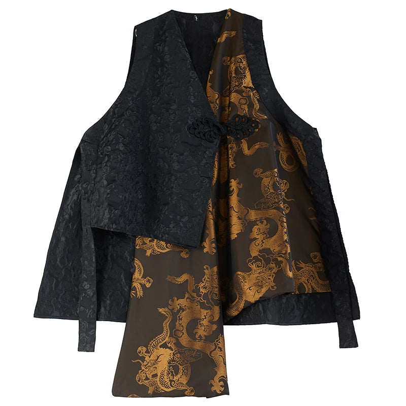 Faionable Heavy-Du Svel Vest Autumn Wear New Sle Large Size Commute Sle Plant Floral Patterned Mid-Length Jaet