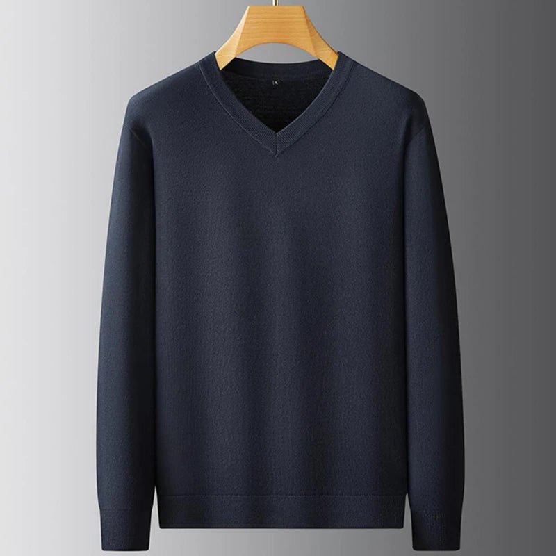 8XL 7XL 6XL 2024 New Autumn Winter High End Business V-Neck Sweater Men Soft Warm Cashmere Pullover Casual Loose Mens Sweaters