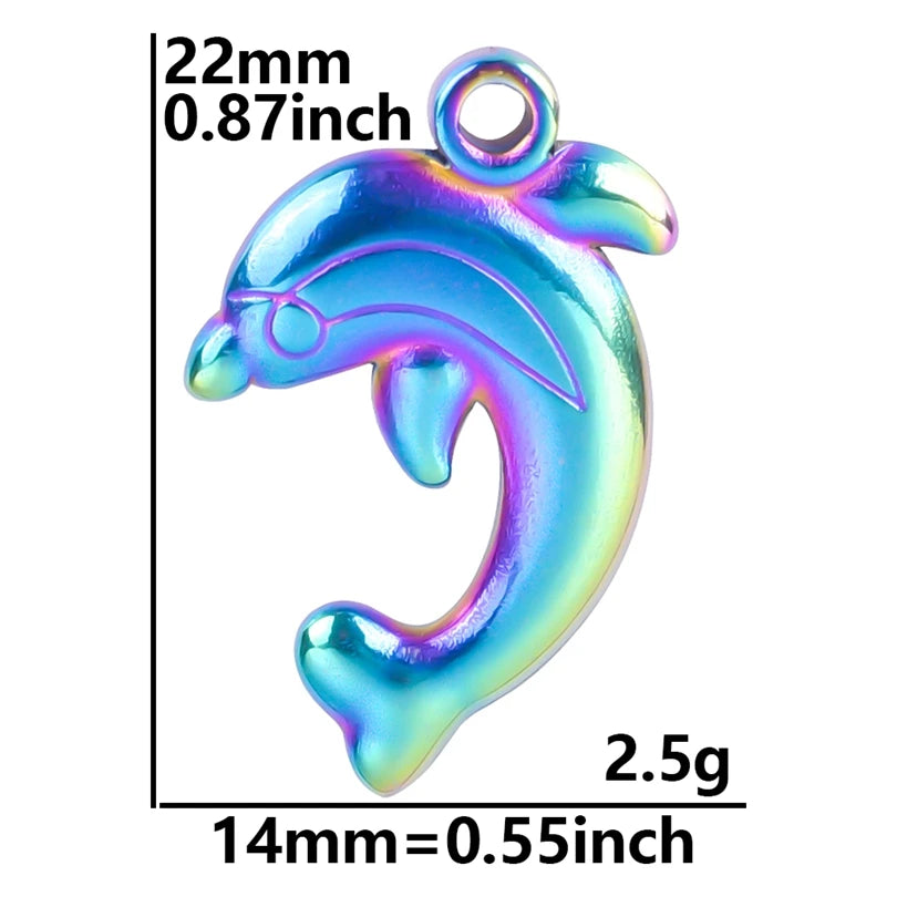 Color Brief Fashion Sense Of Design Pendant Mushroom Chain Heart-Shaped Feather Plant Rose Marine Dolphin Pendants Diy Jewelry