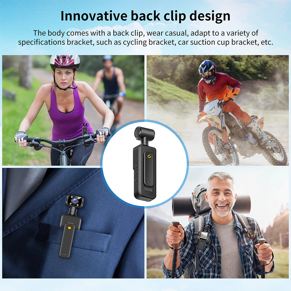 2025 New Action Camera 4K HD 180 ° Rotating Mini Portable Camera Mini Sports Wearable Camera Infrared Night Vision Sports DV