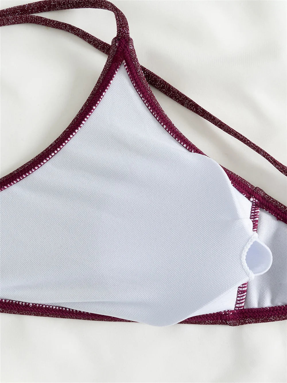 Shiny Bikini Claret Sling Swimsuit Bandage Backless High Waist Swimwear Punk Push Up Beach Outfit Women Bathing Suit Bikinis Set
