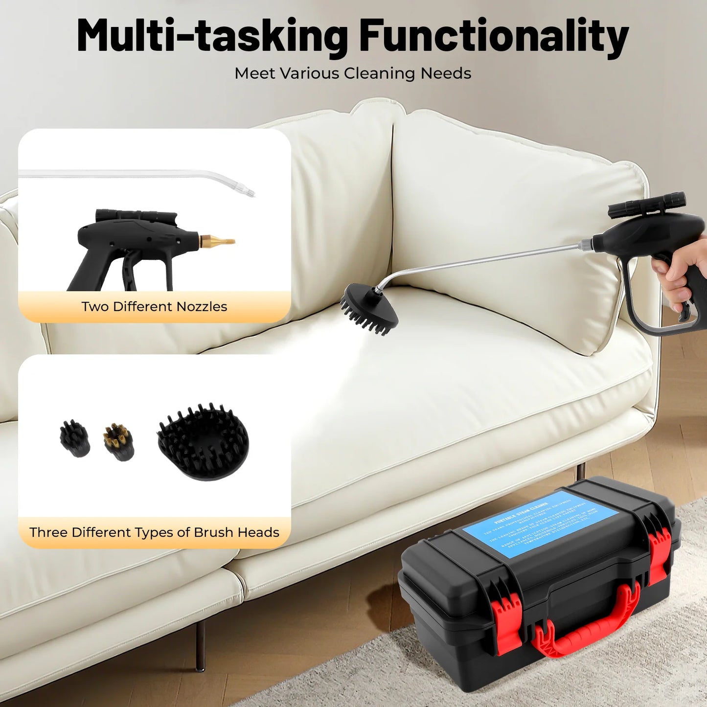 3000W Portable steam cleaner Wet & Dry 3-5bar High Pressure Steam Cleaner Air Conditioner Kitchen Hood Car Cleaning Machine