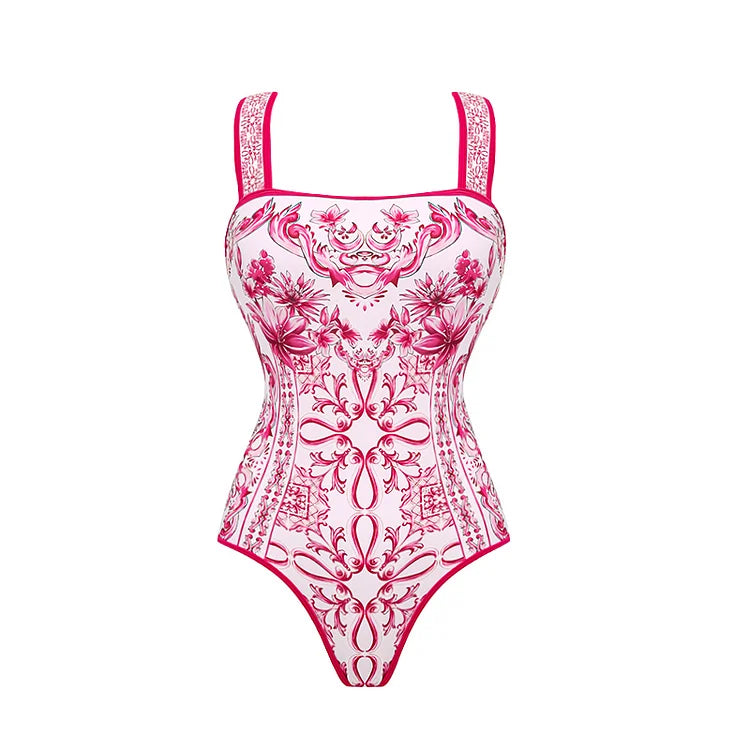 Flaxmaker Summer New Women Sexy Hawaiian Lace Up V Neck Ruffle Swimsuit and Sarong Women Swimwear Set Push Up Bathing Suit