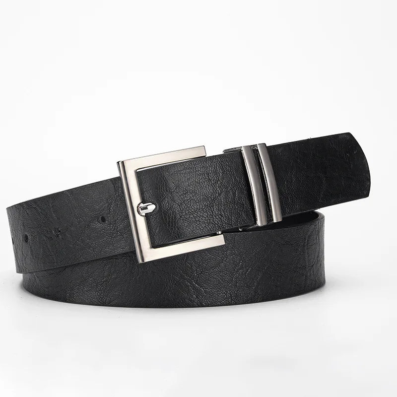Silver Pin Buckle Black Pu Women's Belt Simple Design Jeans Accessories Girdle Goth Retro Leopard Print Leather Waistband