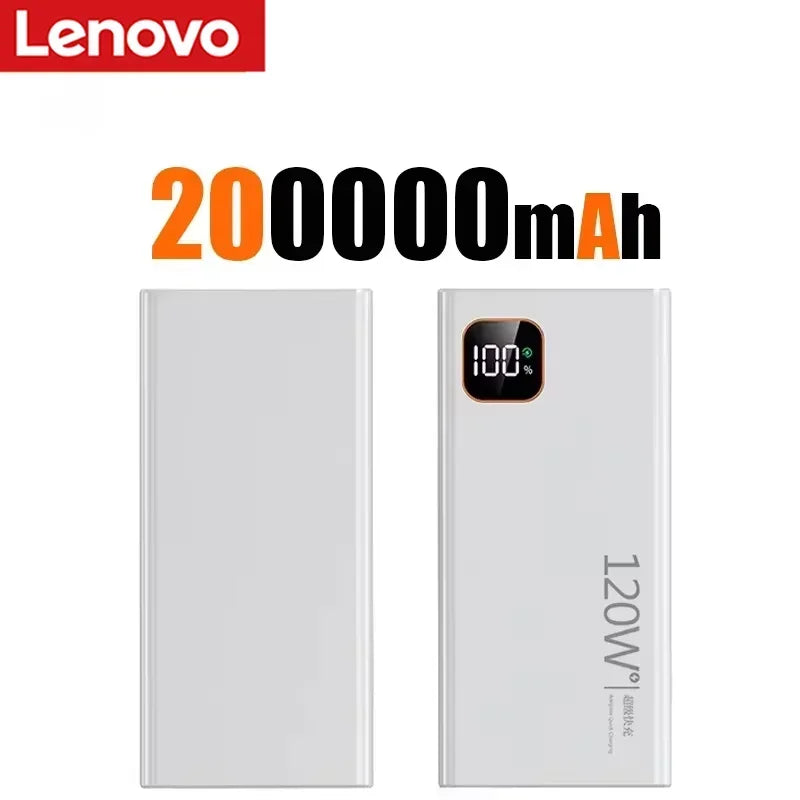 Lenovo 500000mAh Portable Power Bank 120WSuper Fast Charging Large Capacity External Battery Charger Powerbank For Xiaomi iPhone