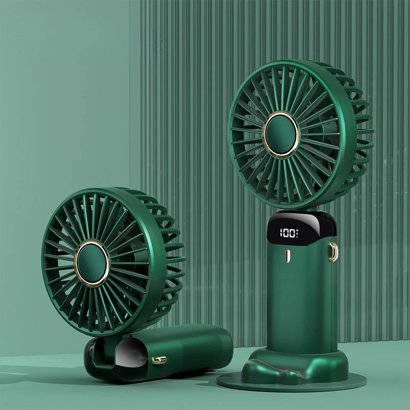 Portable Handheld Fan, Mini Fan, 90° Foldable, 5 Speeds, Handheld/neck-mounted/desktop Three-in-one Small Fan