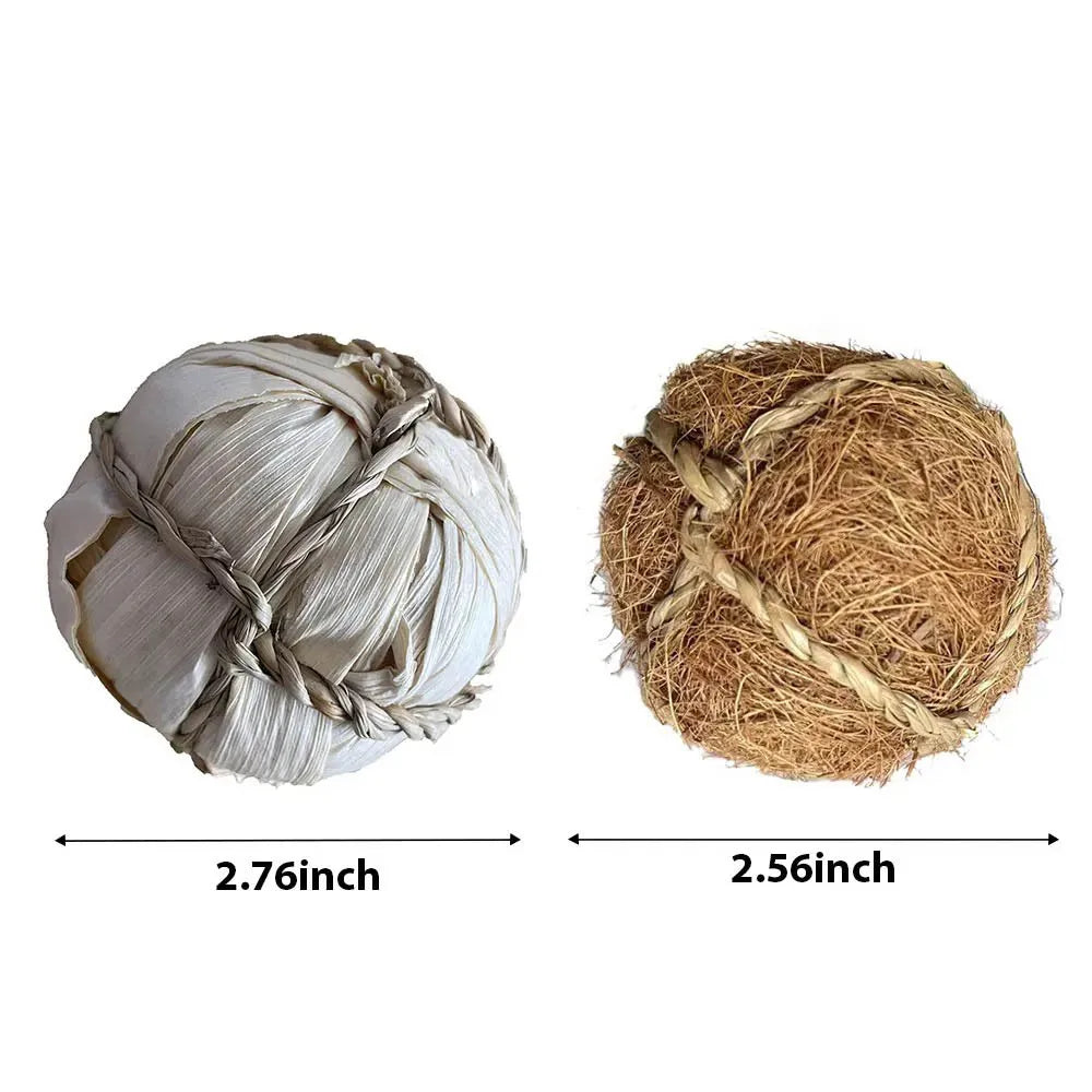 Pet Parrot Chewing Teething Toys Hamster Rabbit Hand-woven Straw Rope Carrot Corn Rattan Ball Toys Bird Cage Hanging Accessories