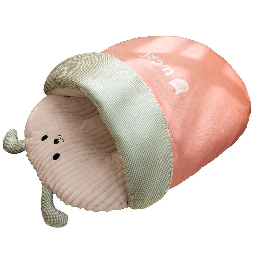 Pet Bed Cartoon 3D Cat Sleeping Bag Semi-enclosed Comfortable Tunnel Cat Nest Soft Warm Cat Mattresses Winter