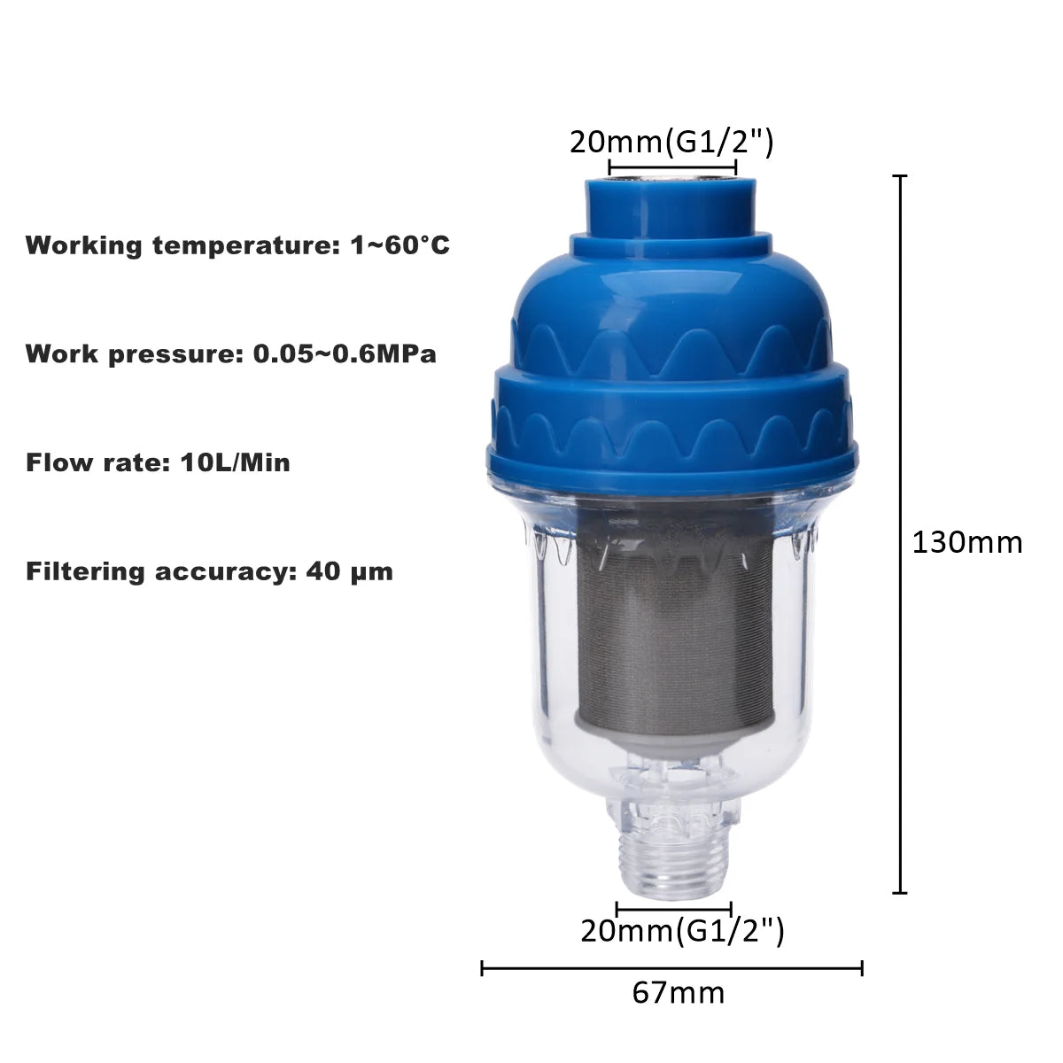 Transparent 1/2 Inch Water Inlet Filter Garden Irrigation Filter Faucet Filter Household Water Heater Washing Machine Filter