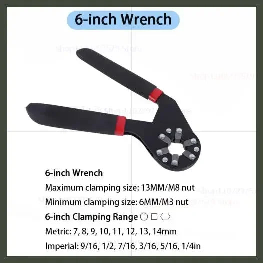 Magic Wrench 6 Inch 8 Inch Multi-purpose Hexagonal Alloy Steel Manual Clampable Movable Hexagonal Wrench hand tool wrench