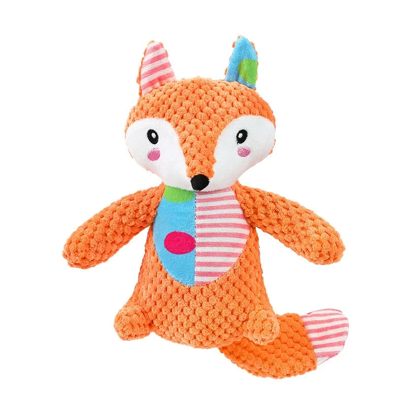 Cute Cartoon Animal Pet Plush Squeaky Toy Bite Resistant Interactive Dog Chew Toy Teeth Grinding Cleaning Training Supplies