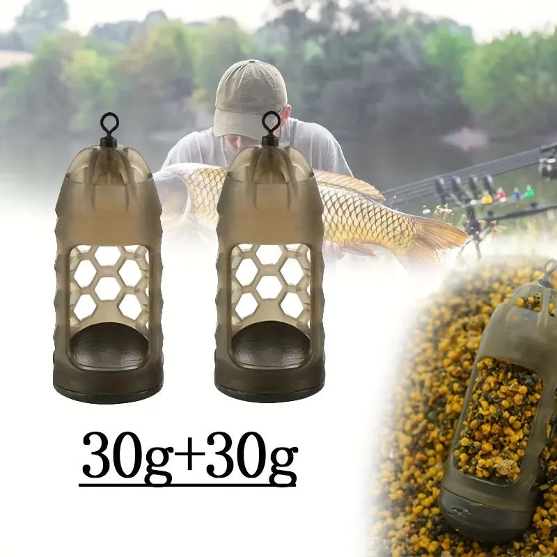 2/3pc Carp Fishing Feeder with Weight | Light Brown High-Density Polymer Bait Holder for Efficient Distribution & Easy Loading