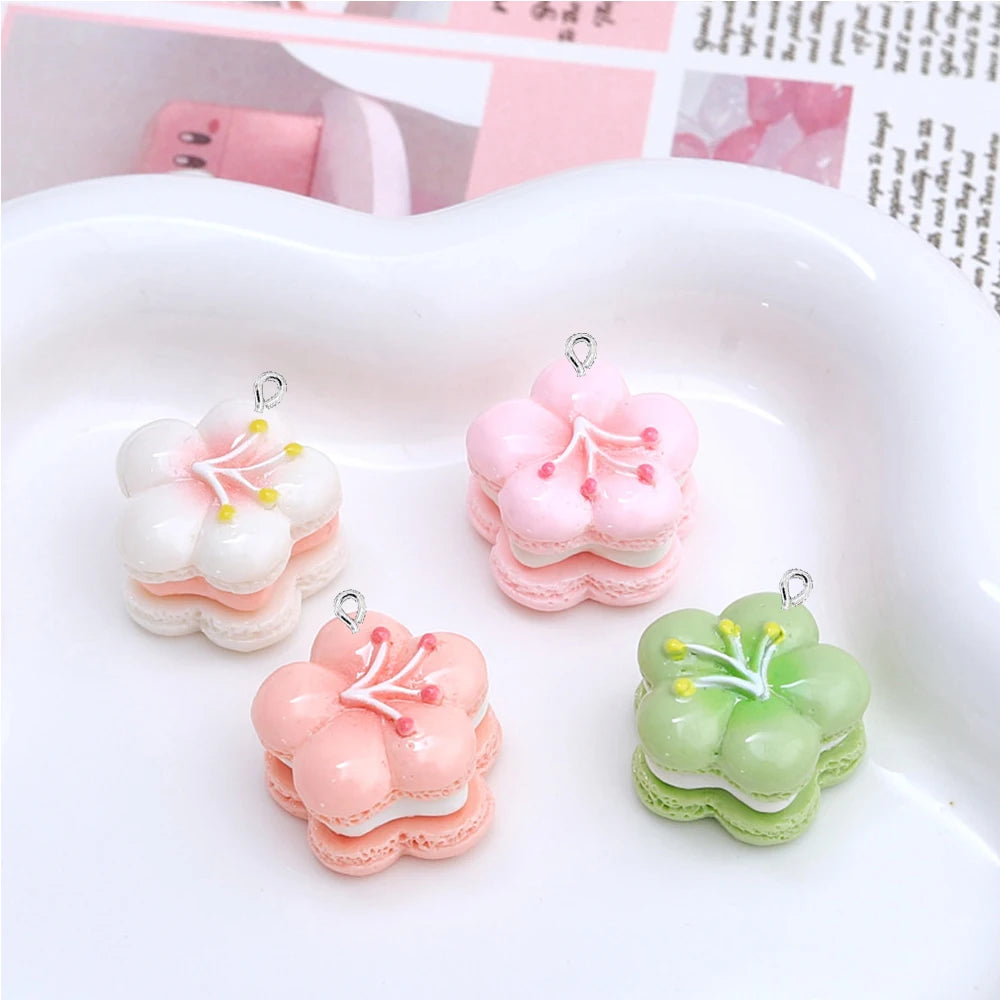 10PCS Shiny Cherry Blossom Cake Series Flat Back Charms For Earrings Bracelet Hairpin DIY Jewelry Pendants Decoration Accessorie
