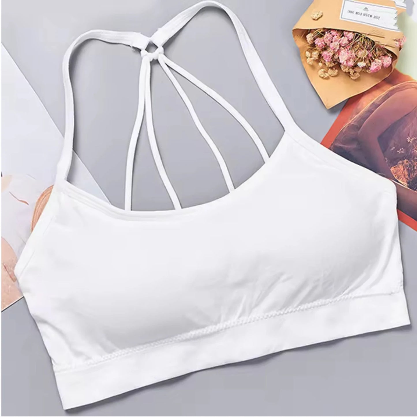 Sports underwear Women Yoga Fitness Seamless Crop Top Wide Letter Straps Comfortable Workout Activewear