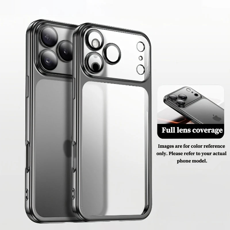 Luxury Plating Clear Phone Case For iPhone 17 14 15 13 16 Pro Max Hard Cases For iPhone17 Pro Max 16Pro Shockproof Matt Cover