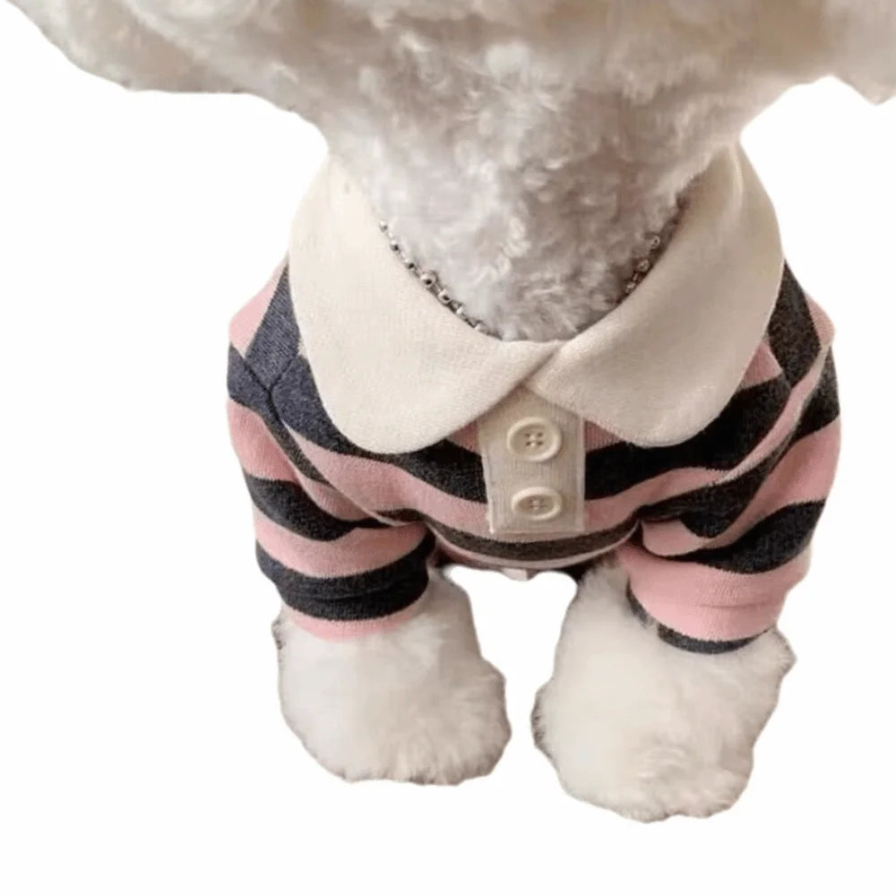 Pet Outfits Collared Style Dog Striped Shirt Comfortable Soft Dog T Shirts Cooling Vest Breathable Cat Vest for Puppy Dogs Cats