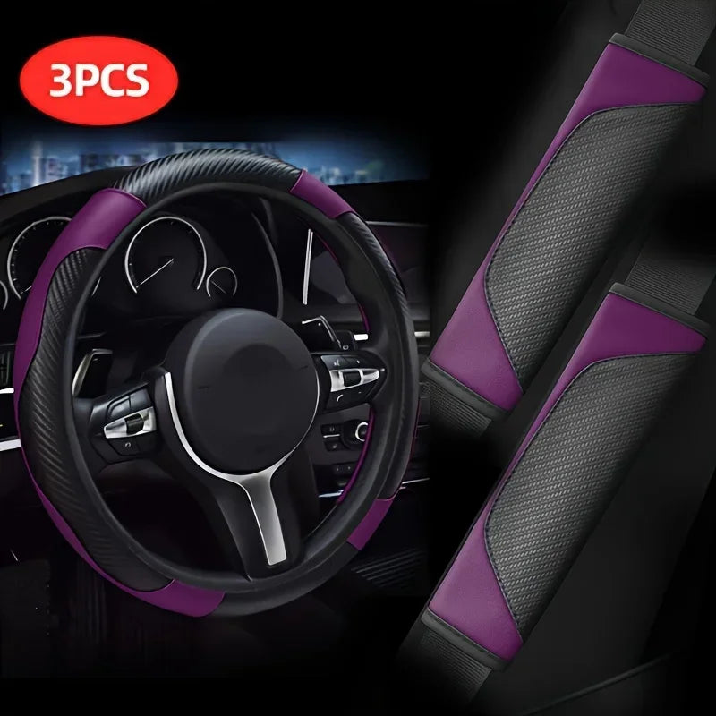 Auto Steering Cover - Sport-Inspired Design, Anti-Slip, Suitable for Car Interior, Styling Accessory