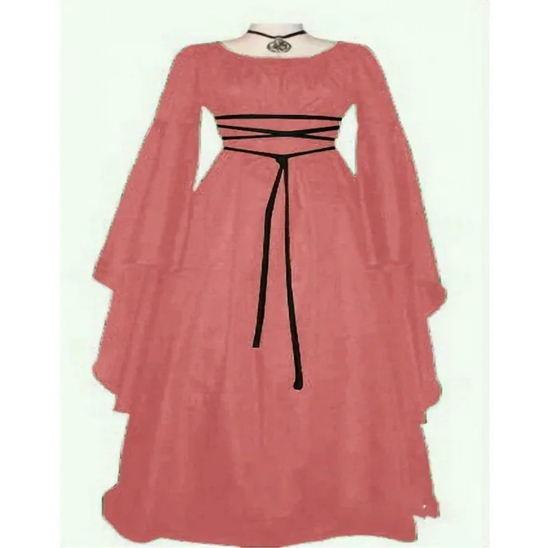 Women Fashion Vintage Style Women Medieval Gothic Dress Floor Length Women Cosplay Dress Retro Long Gown Dress