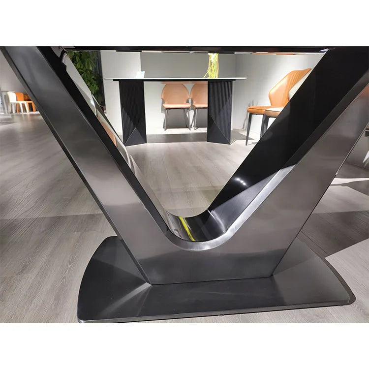 Rectangle Dinning Table 6 Seater Dining Table Set Living Room Furniture Luxury Dining Stainless Steel Slate Top Dining Table