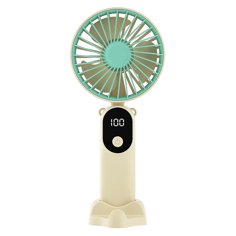 Portable MiNi USB Fan with 6 Speeds and Digital Display Foldable 3-in-1 Handheld Neck and Desktop Fan for Trave Outdoor