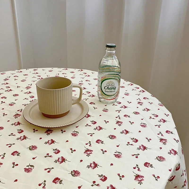 Ins Table Cloth Floral Printed Decoration Floral Cloth Rose Lavender Pattern Desk Cover Bedroom Desk Tablecloth Home Decor 식탁보