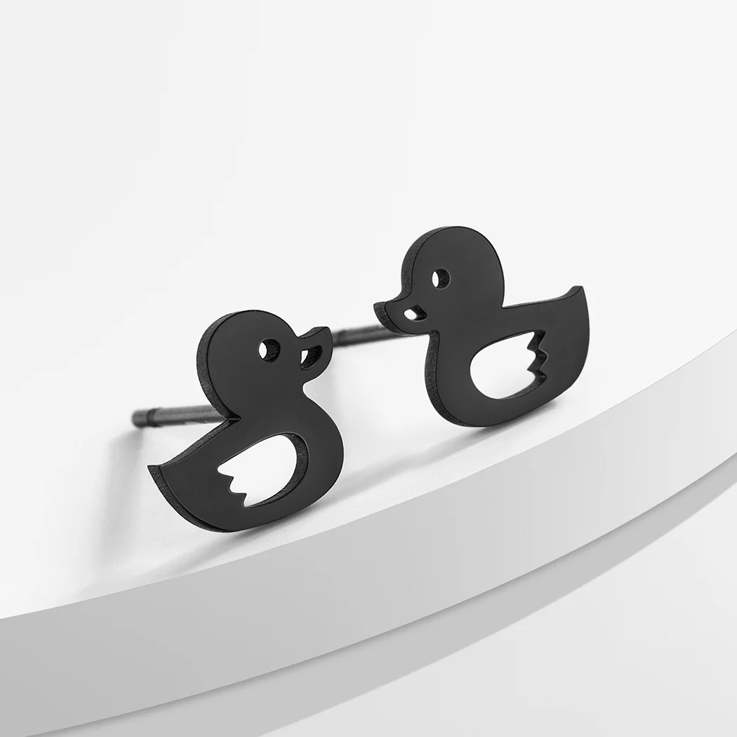 Kinitial Laser Carved Fashion Stainless Steel Earrings Duck Earrings Minimalist Dainty Earrings Study Earrings Anniversary