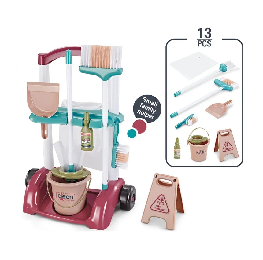 Children's Simulation Cleaning Tool Playset, Kids Pretend Play Cleaning Toy Home Vacuum Cleaner&Broom&Mop House Cleaning Toys