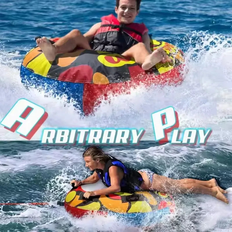 Towable Water Tubes, 1 Person Boat Inflatable Tube Towable for Water Sports, Nylon Cover Inflatable Tube for Boat to Pull