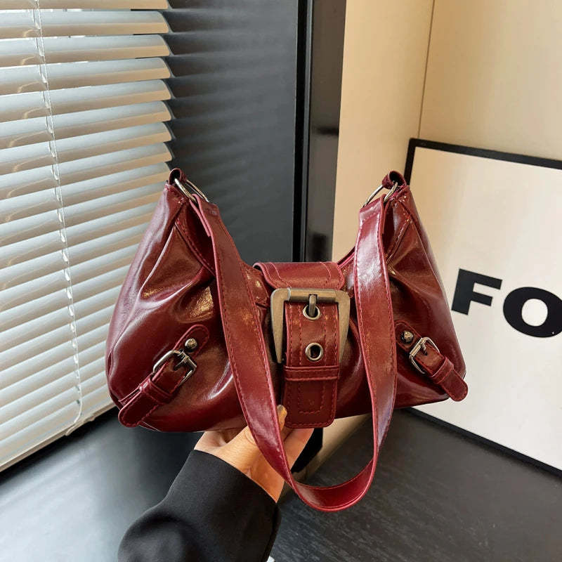 Y2K Retro Pleated Hobo Shoulder Bag for Women Hot Selling Maillard Style Underarm Bag Clutch Handbags for Travel Work Shopping