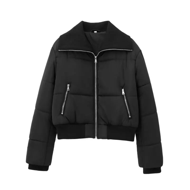 Women's Long Sve Jaet Outerwear 2024 Autumn Winter New Warm Cotton Thiened Coat 30240 Faion Versatile Loose Fit