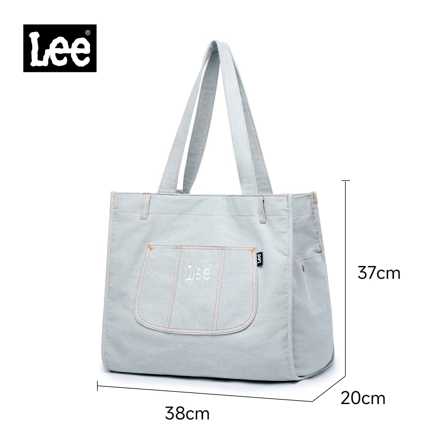 LEE Multiple Pockets Large Capacity Denim Tote Bag Women Trend Commuting Work Shopping Ladies Jeans Handbag Utility Traveling