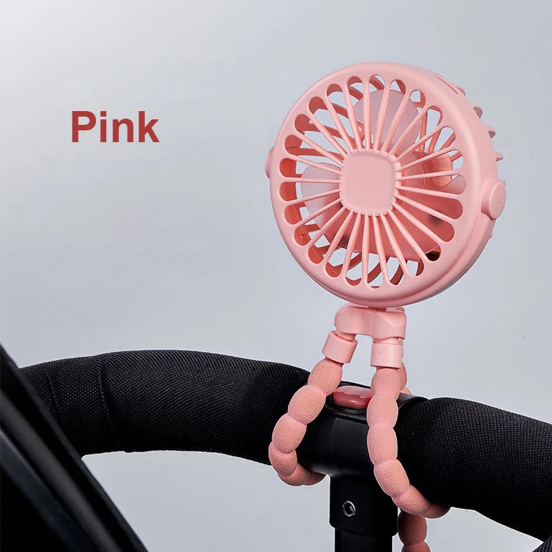 Portable Fan Mini Clip Fan Stroller Fan 360° Rotate Flexible Tripod USB Rechargeable Battery Fan for Car Seat Bike Treadmill