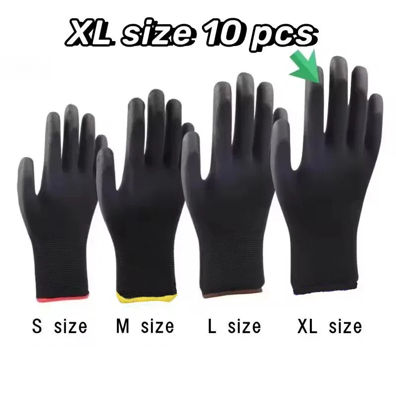 10 Pairs Durable Safety Gloves - Anti-Slip, Wear-Resistant, ESD Protection for Gardening & Woodworking
